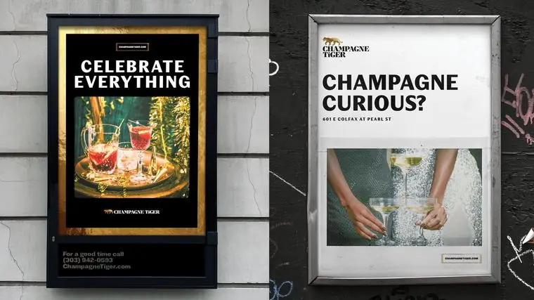 Champagne Tiger brand work by Studio Parkside