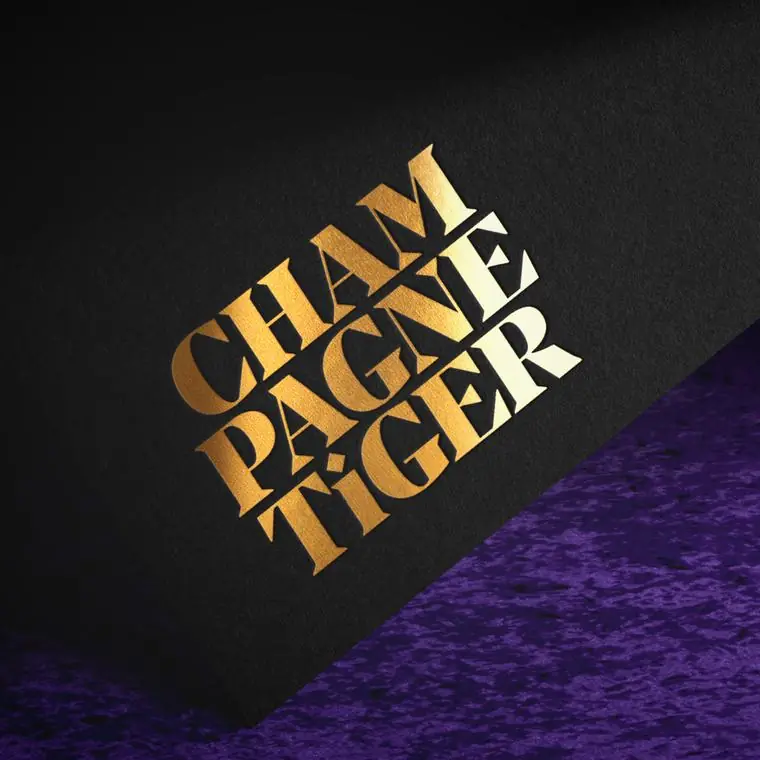 Champagne Tiger brand work by Studio Parkside